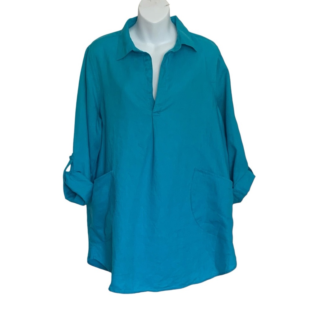 For Cynthia Woman 100% Linen Tunic Top Size XL